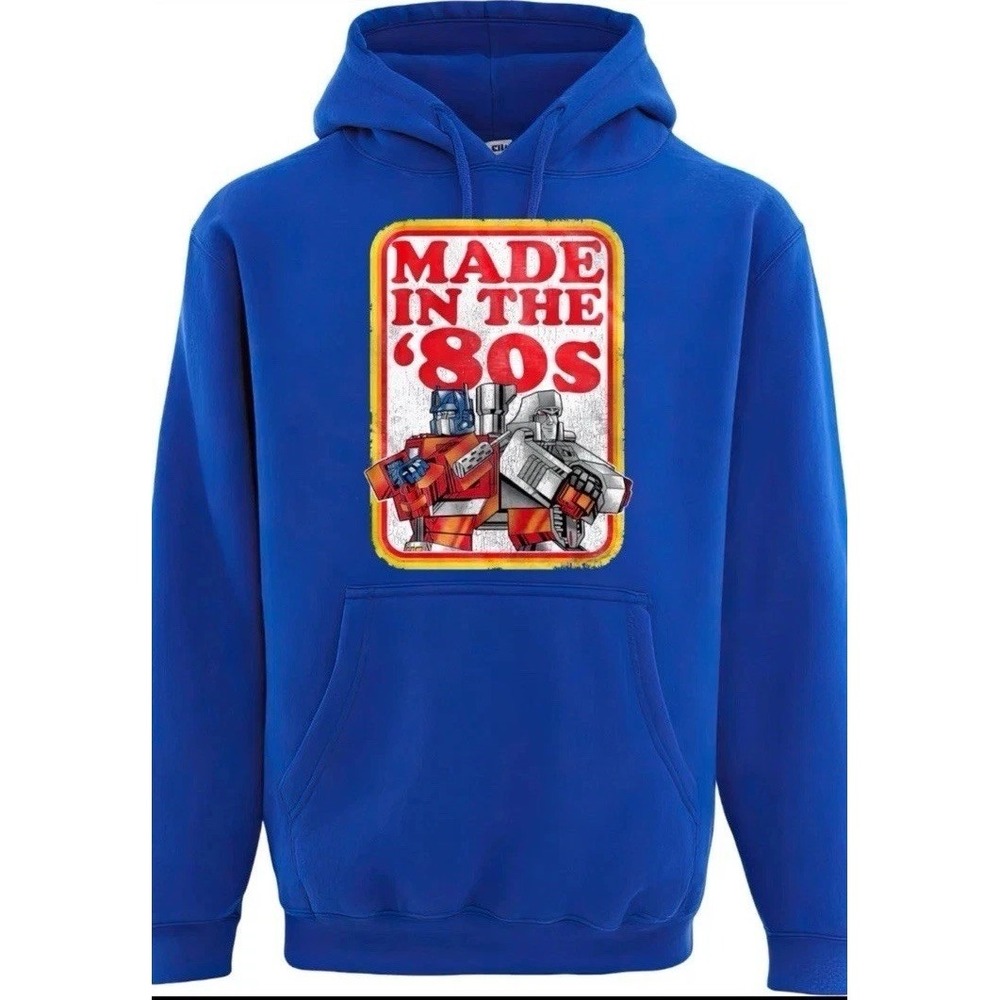 Transformers Made In The 80s Pullover Hoodie, Blue Sweatshirt Unisex Medium‎